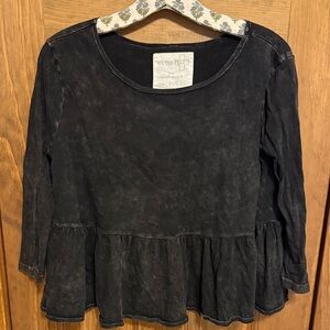 Free People We The Free Project Social T Washed Black Peplum Tunic Top